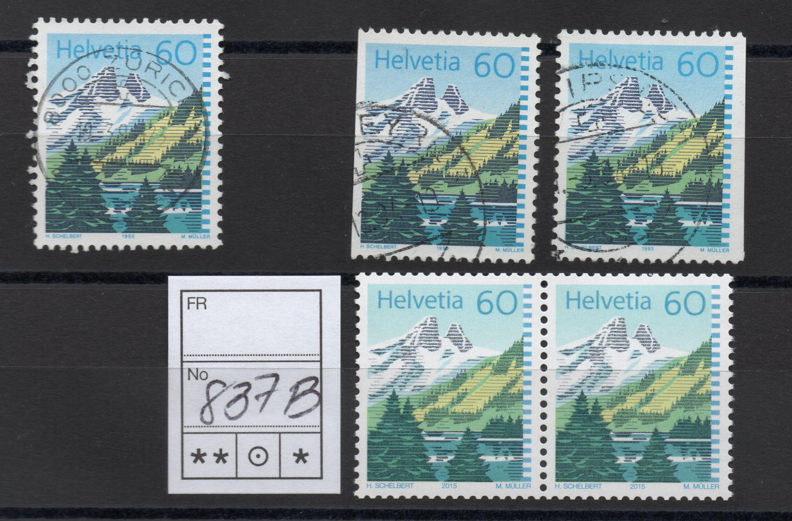 1993 Dauermarken "Bergseen" pf/gest