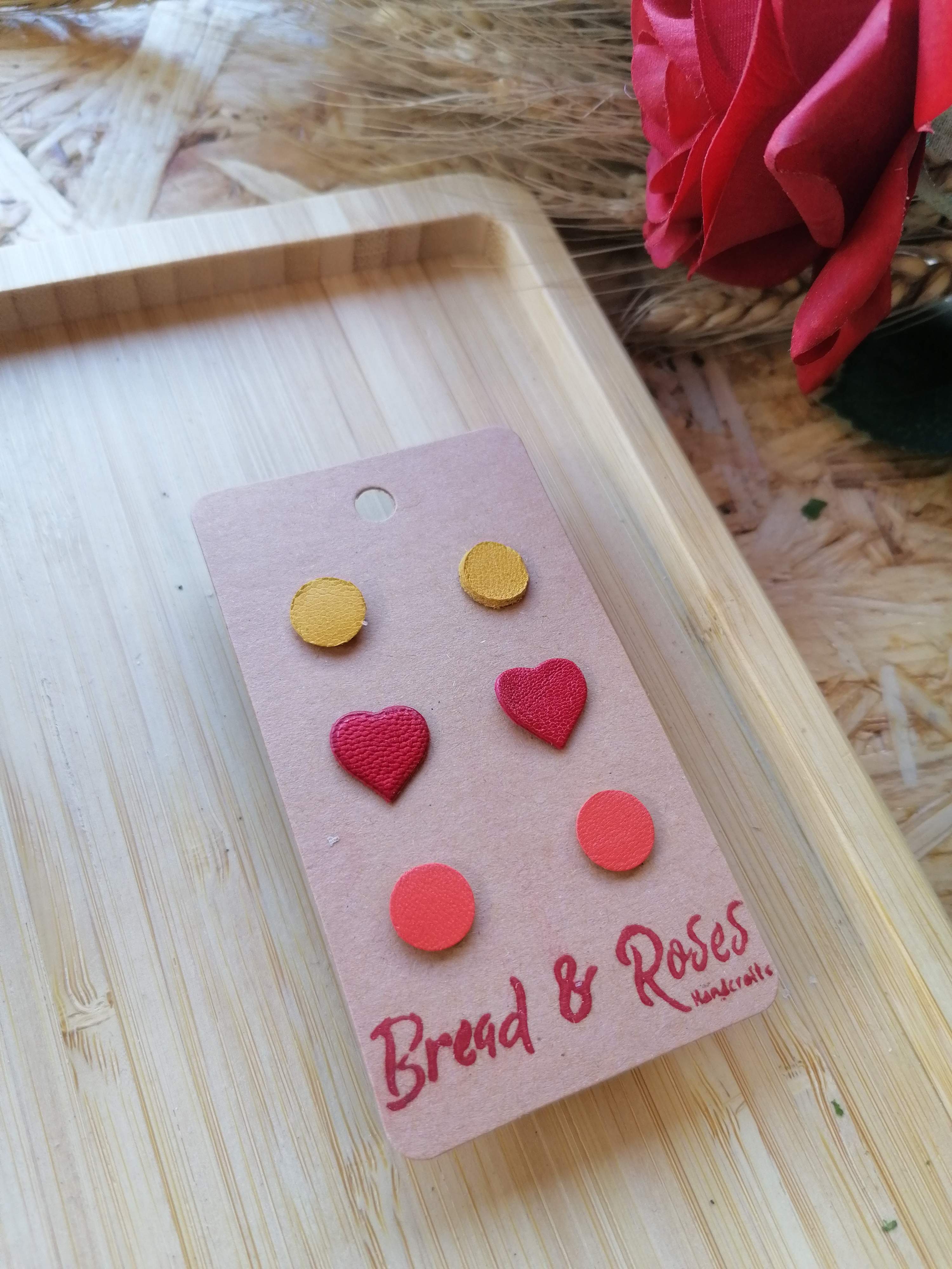 Recycled Leather Stud Set- Yellow, Red and Orange