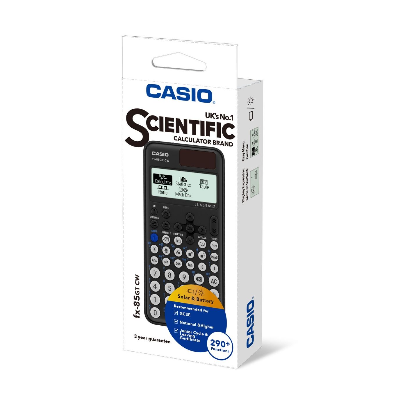 MATHS Casio FX 85 GT CW Scientific Dual Power Calculator - Black