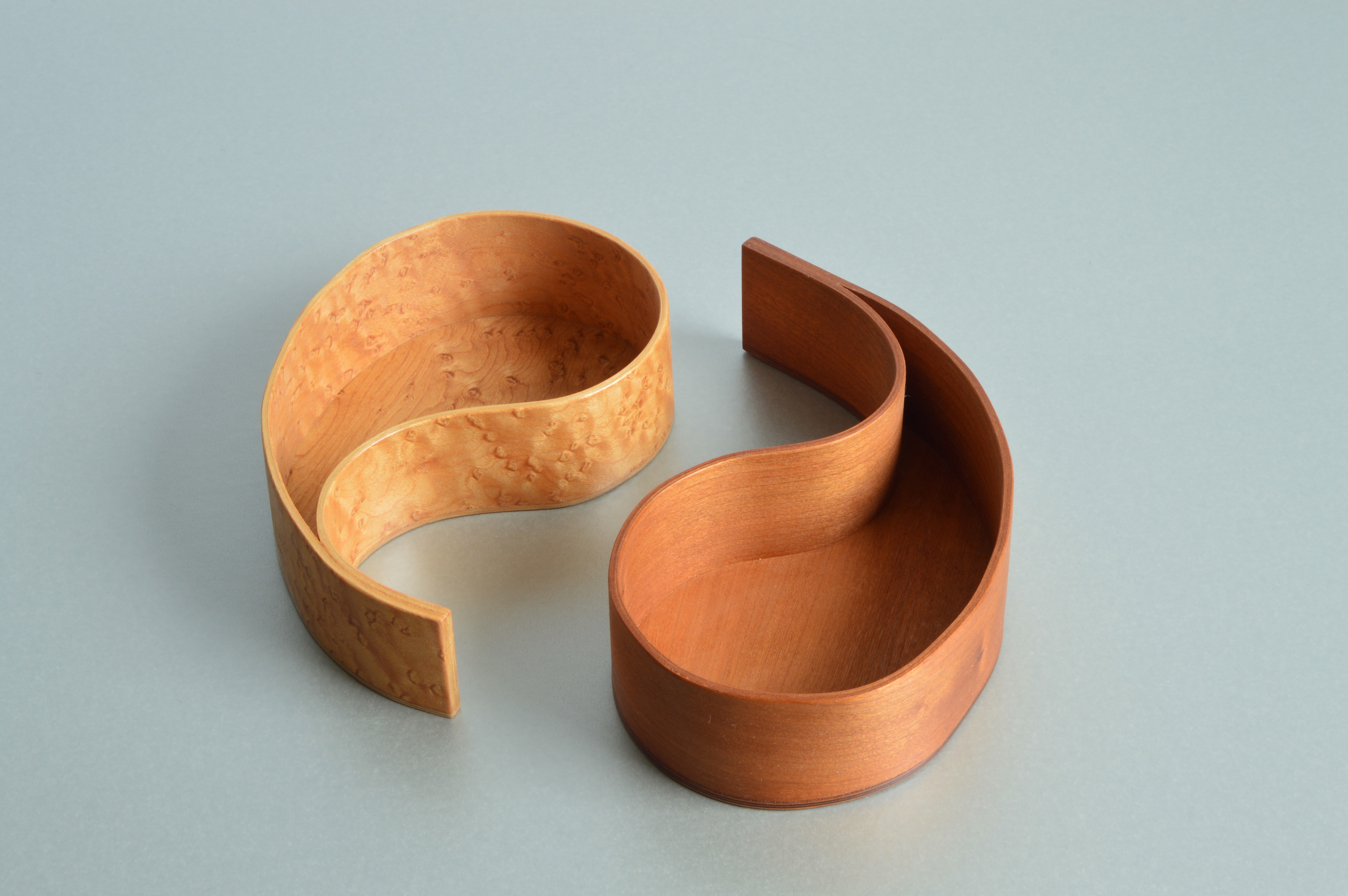 Two complimentary or stand alone small forms – one in Bird’s-Eye Maple and one in Cherry.