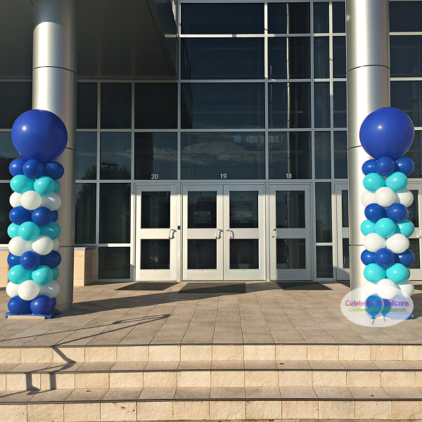 Outdoor balloon columns with 3ft round topper