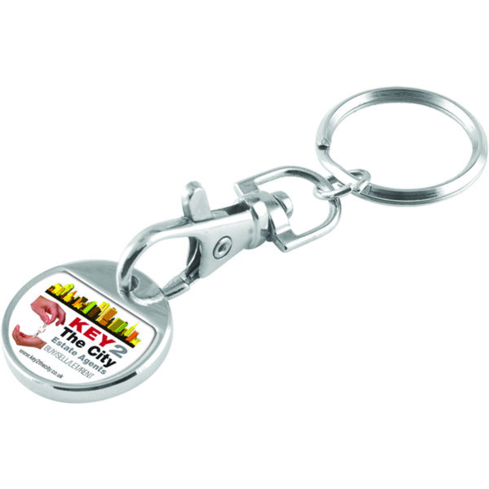 Personalise This Trolley Coin KeyRing With Your Logo.