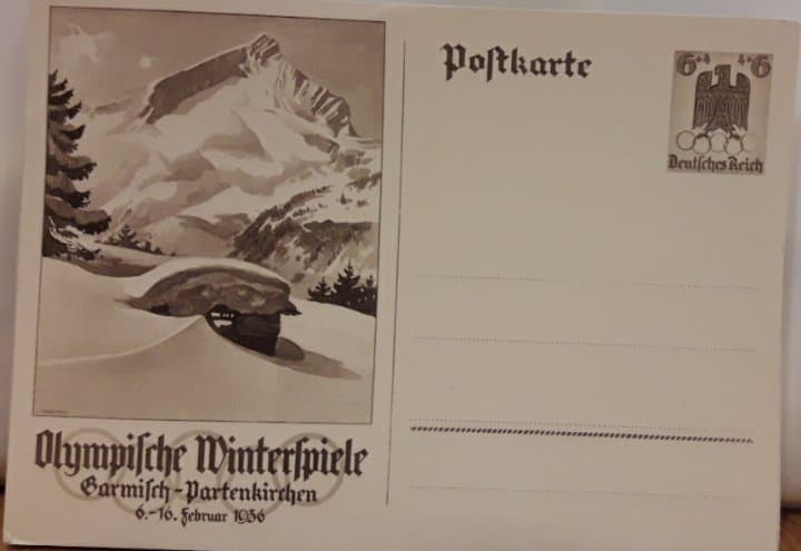 Propaganda postkaart  Olympische Winterspiele Garmisch Partenkirchen