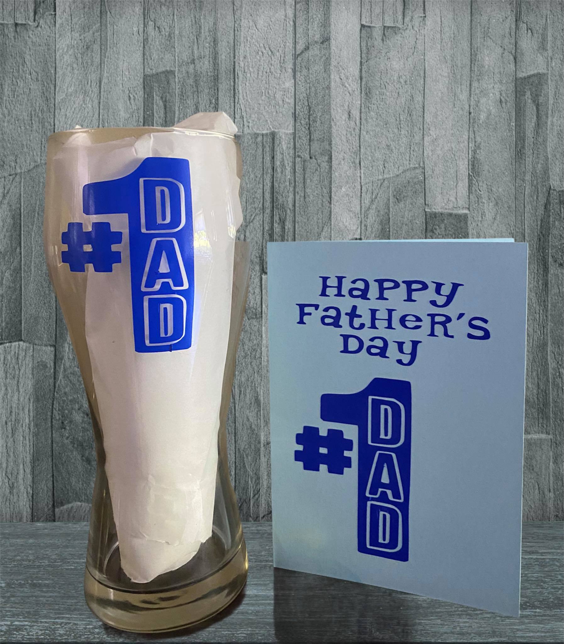 #Dad Pint Glass with Matching Card