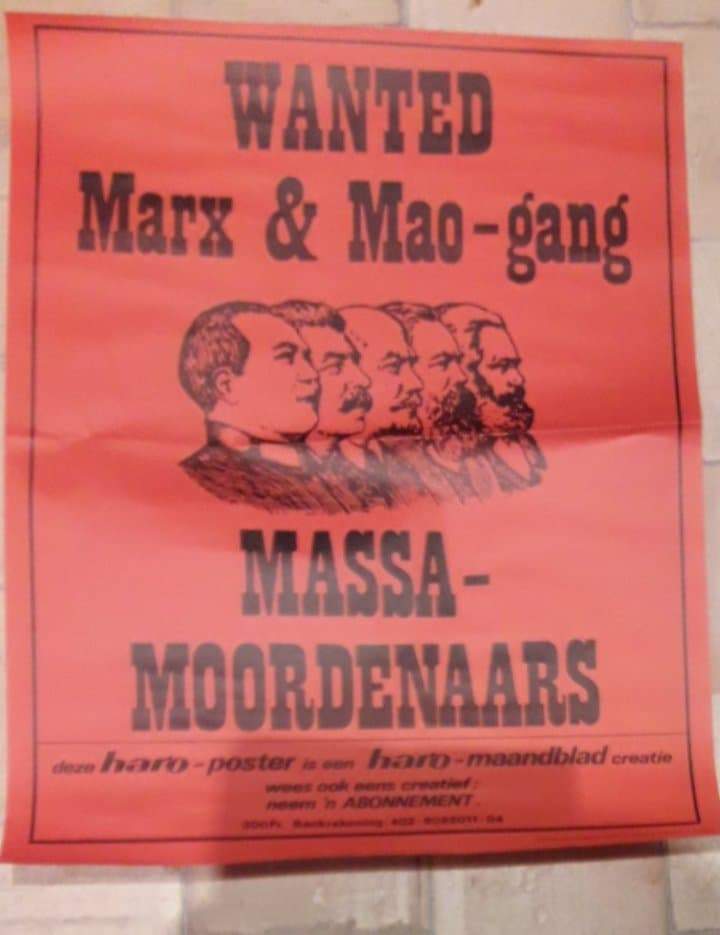 affiche VMO - Vlaamse Militanten Orde - Haro - Wanted Marx en Mao / 45 x 60 cm