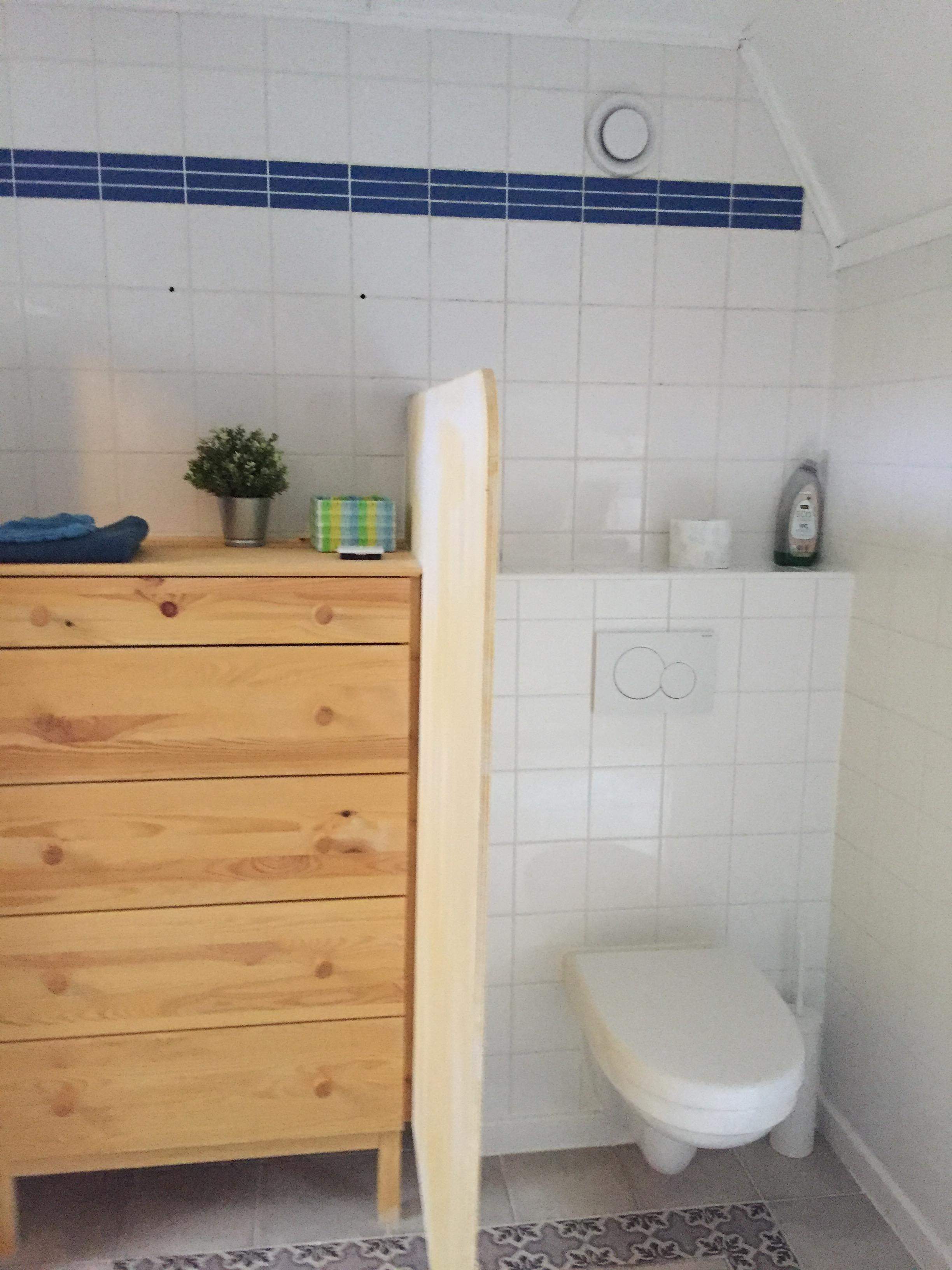 toilet en grote ladekast met  o.a.föhn, EHBO doos.toilet and large chest of drawers with a hairdryer