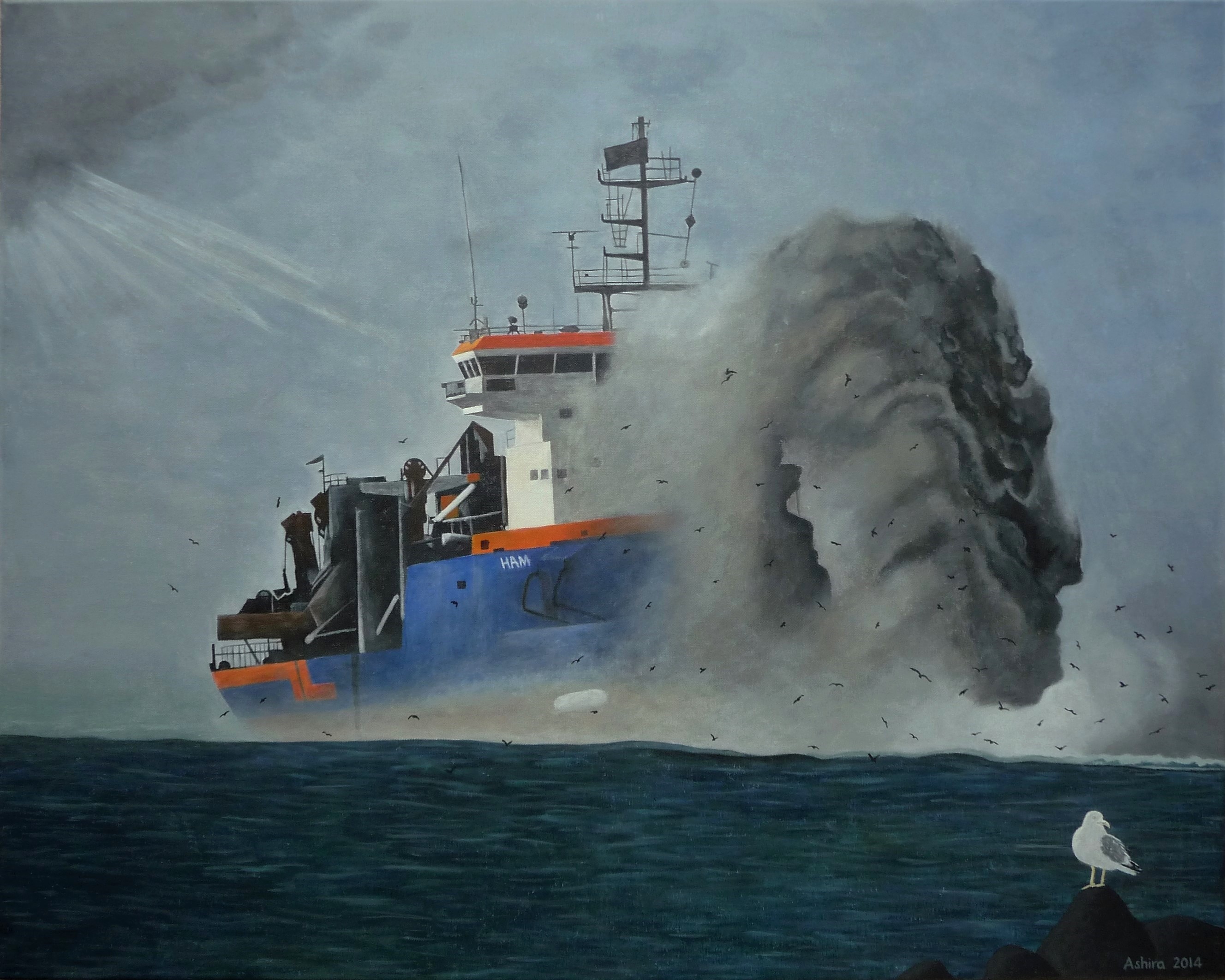 HAM 317, Van Oord, Hondsbossche Zeewering   -  sept 2014, acryllic on canvas, 80x100 cm