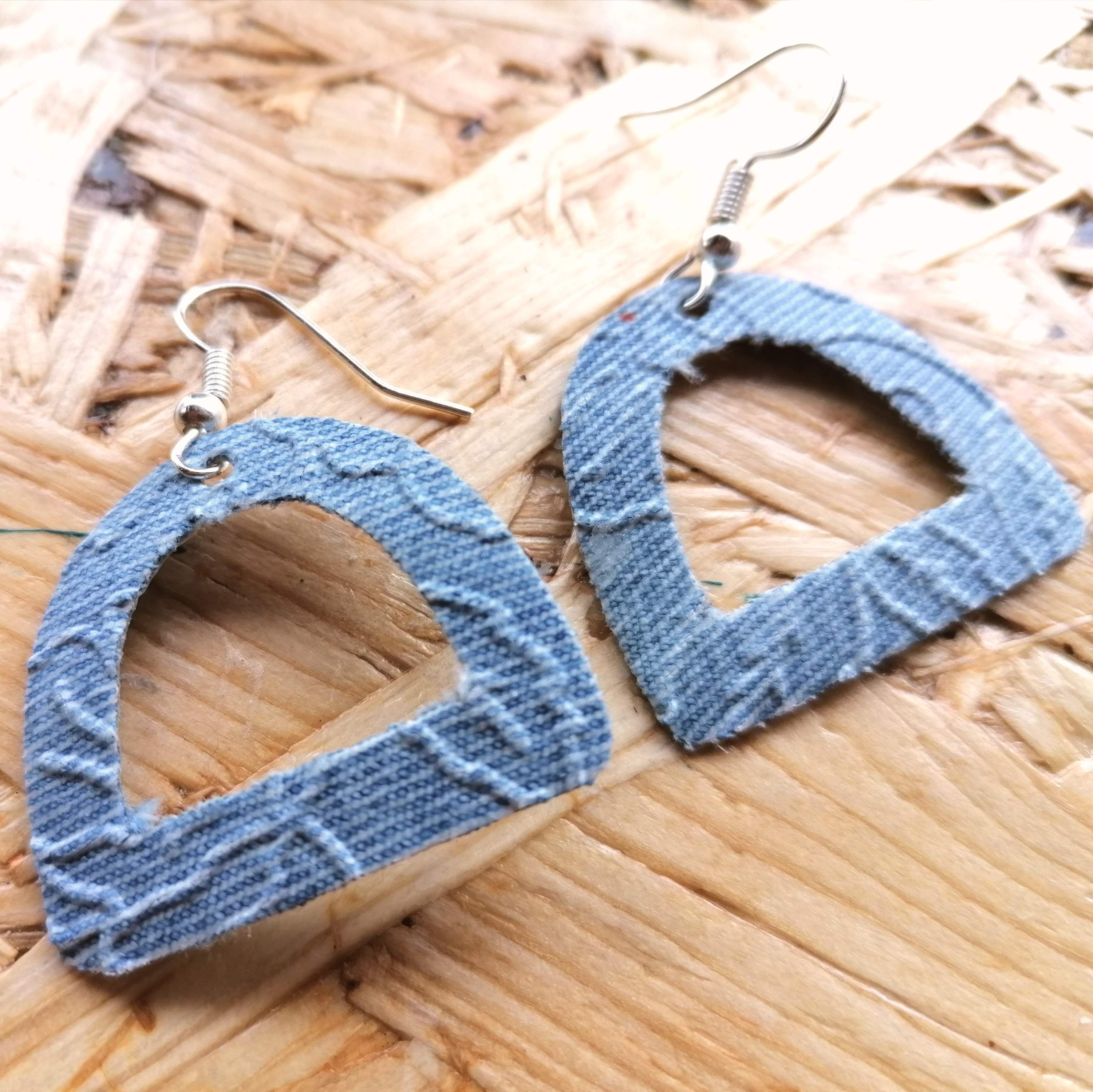 Embossed Denim Earrings-  Arch