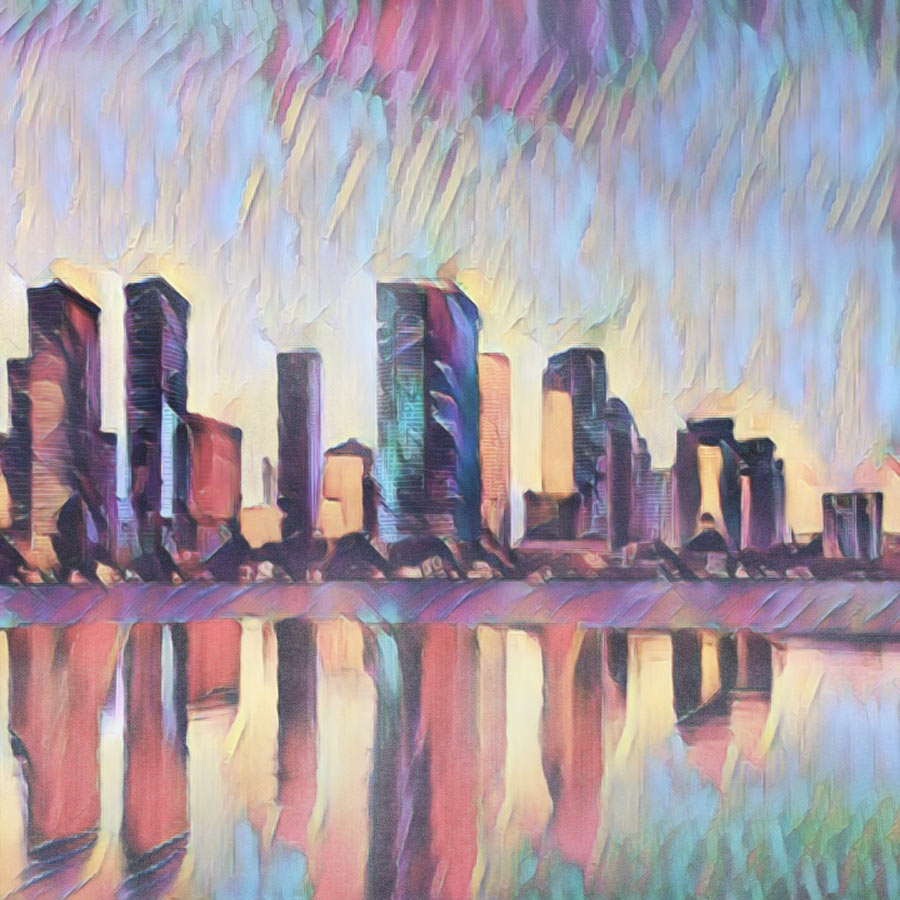 Skyline - kleurige wolkenkrabbers