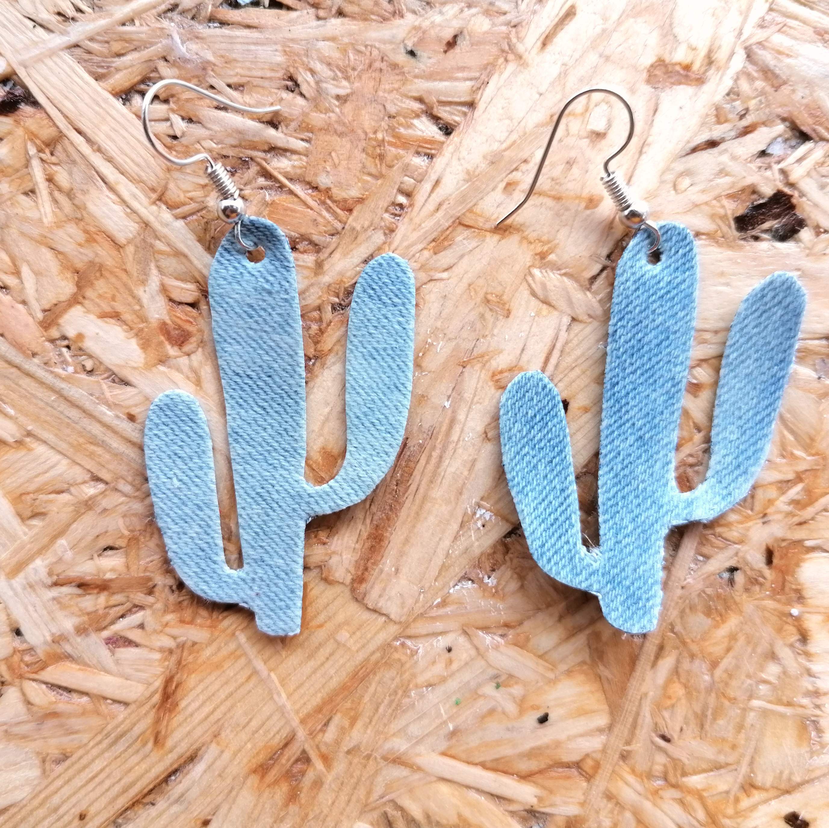 Denim Cactus Earrings