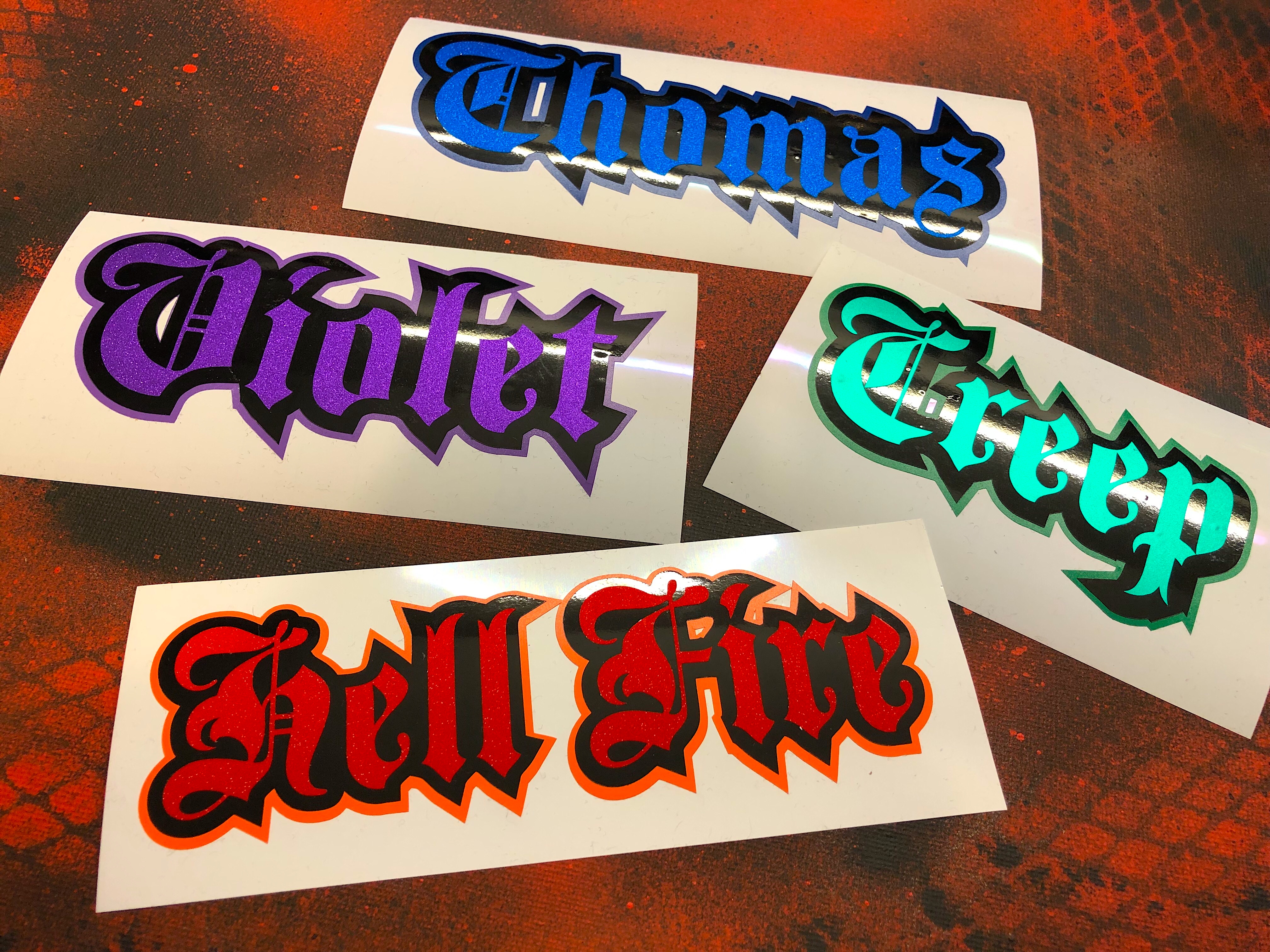 Personalised Three Colour Gothic Decal