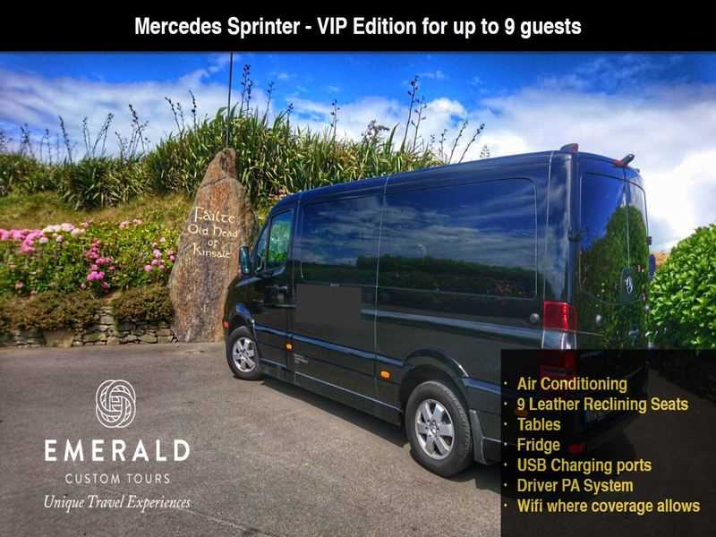 This Mercedes Sprinter seats 9 and was customized for us exclusively. 