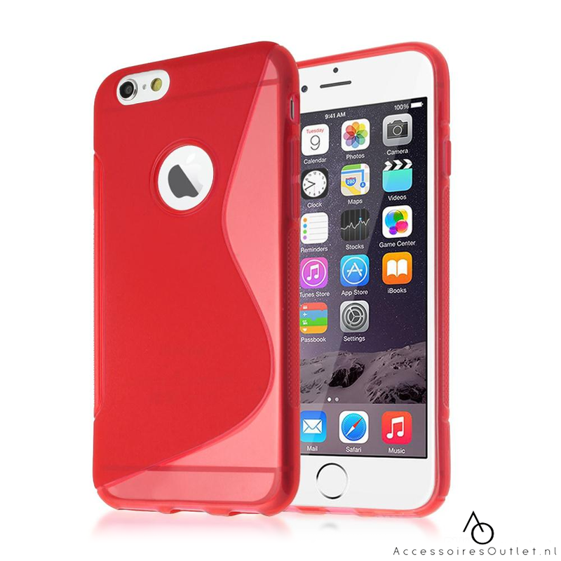 iPhone 7 Plus / 8 Plus - S Line Gel Case hoesje Rood Transparant TPU