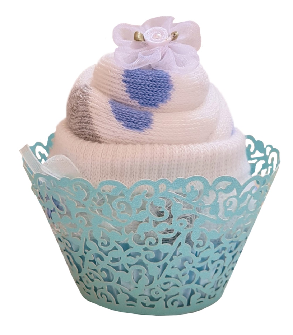 Women's Thermal Sock Cupcakes - Blue Ribbon Gift Box