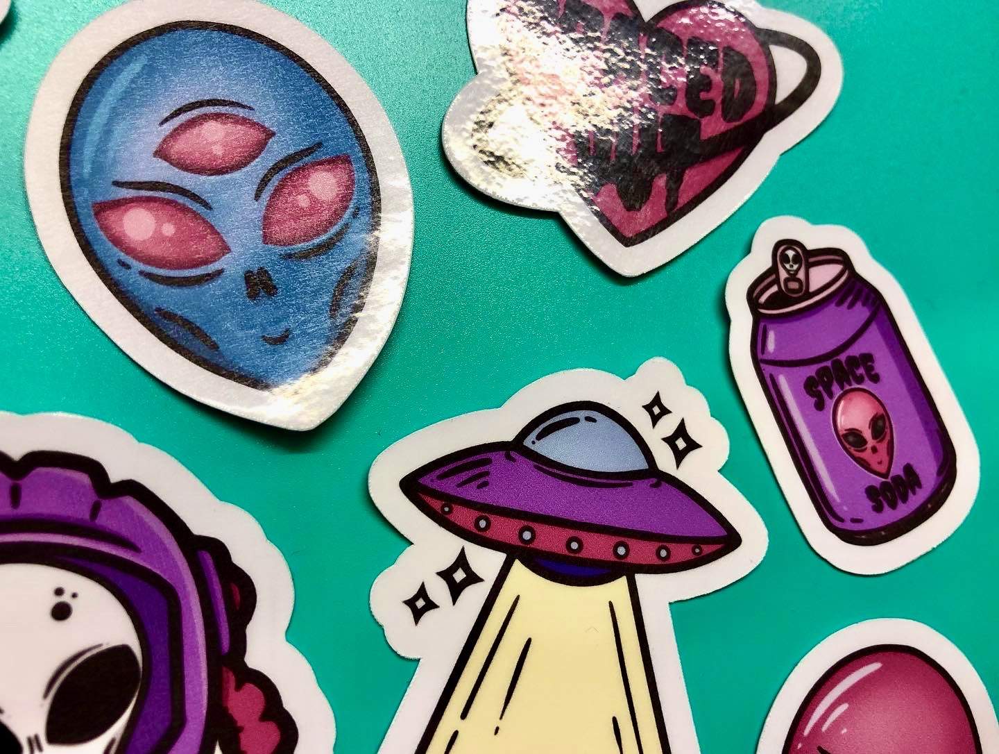Pastel Alien & UFO Vinyl Stickers