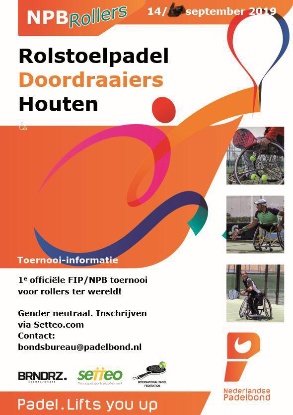 Inschrijven kan : NPB Rolstoel Padel Toernooi bij de Doordraaiers