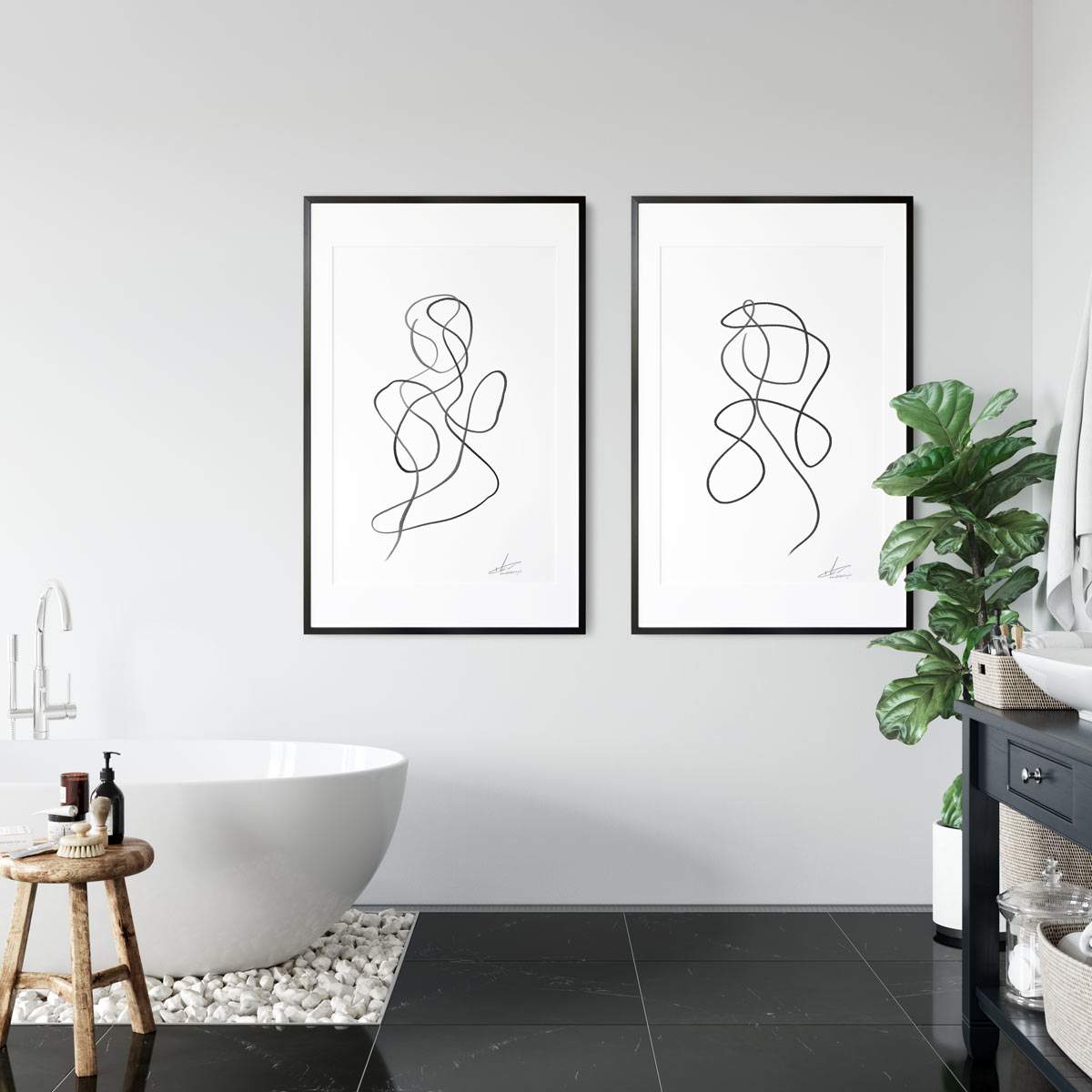 One line art poster collectie - curves