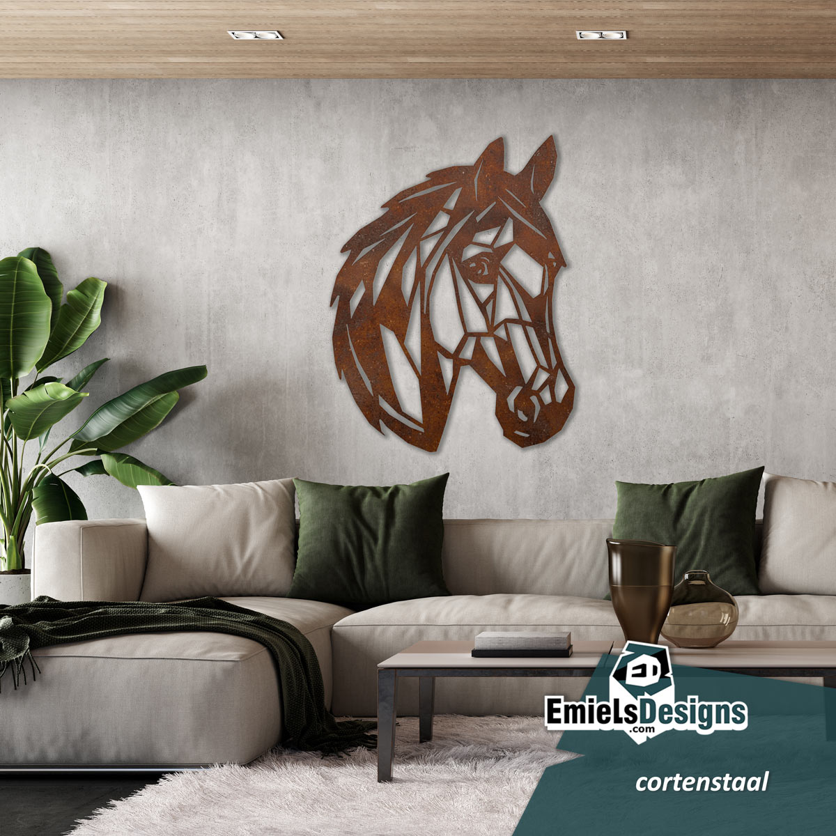 Muurdecoratie - paard hoofd 70 x 90 cm - Cortenstaal