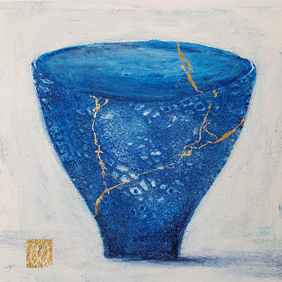 kintsugi bowl blue  lace