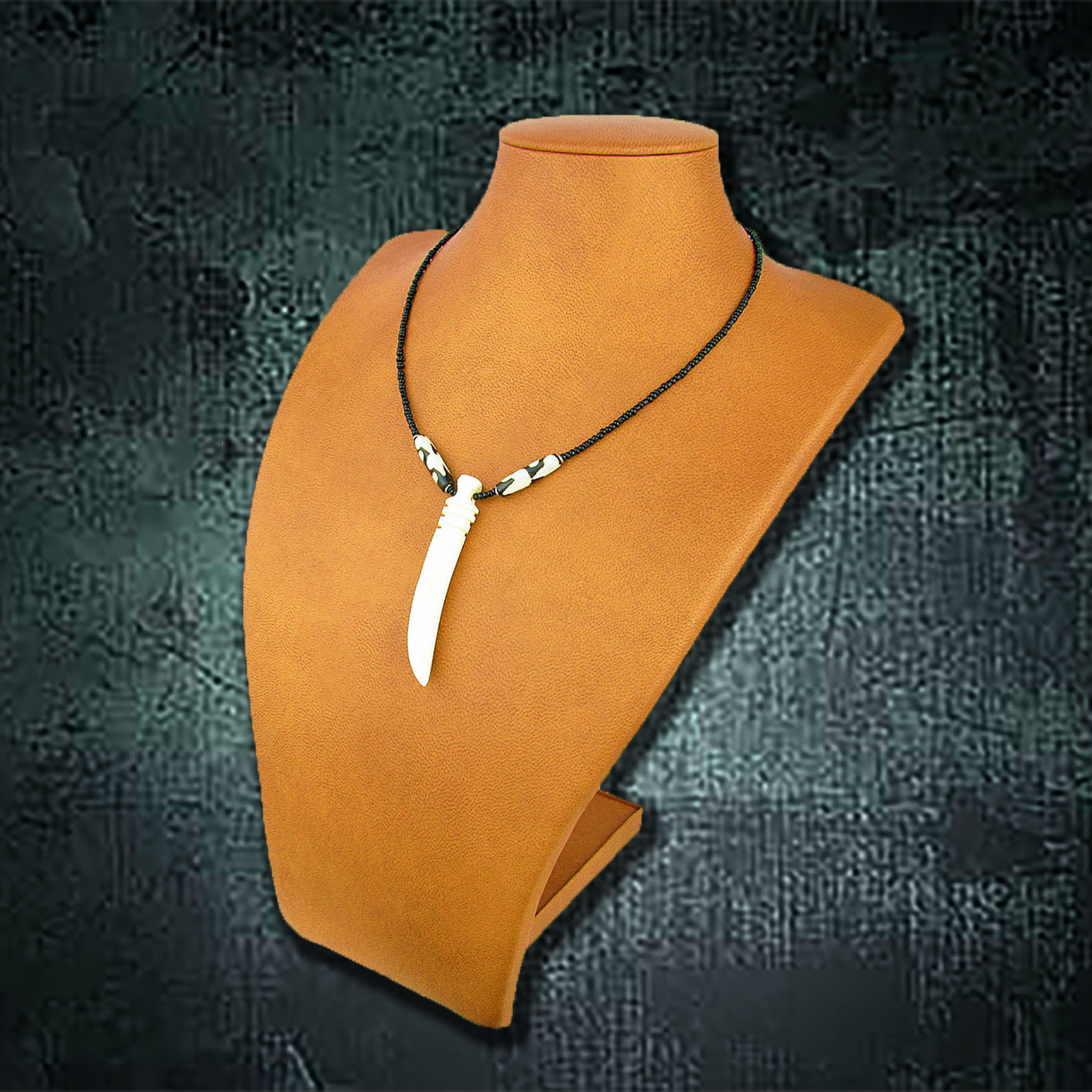 African Bone Necklace Tusk (White)