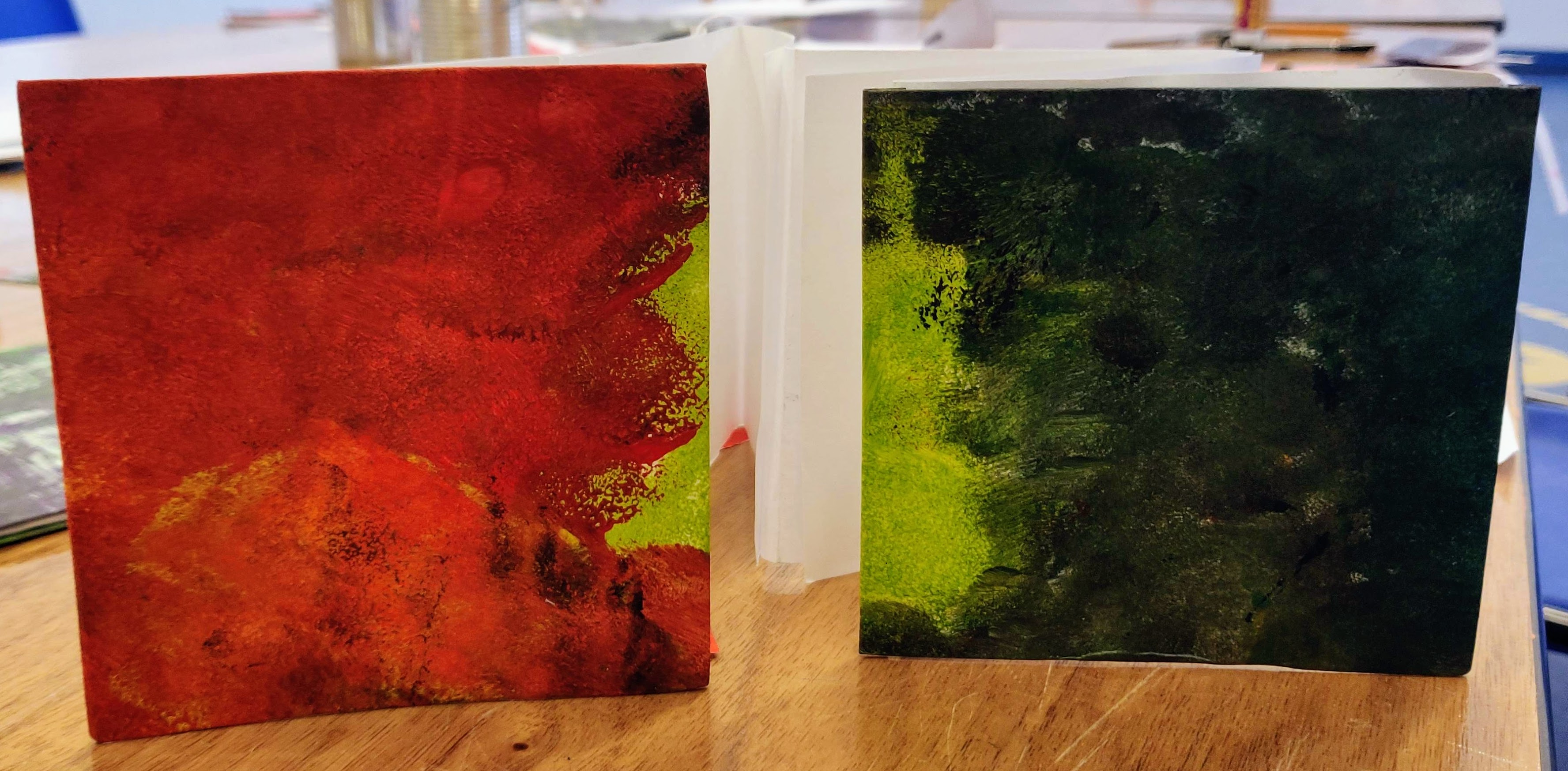 Our summer sketchbook we designed the covers doing a series of abstract small paintings!