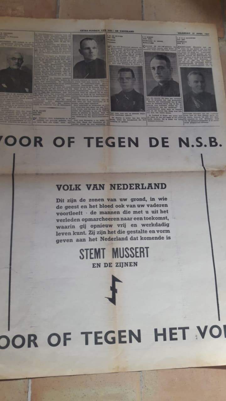NSB Krant Nederland 'Voor Volk en Vaderland' speciaal verkiezingsnummer met Rost van Tonningen