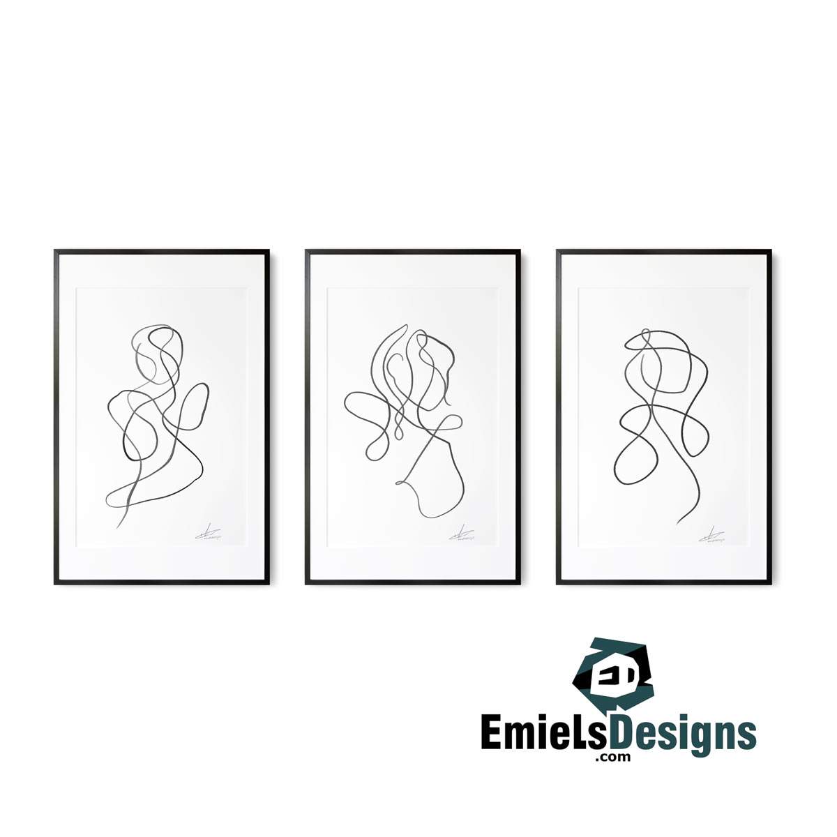One line art poster collectie - curves