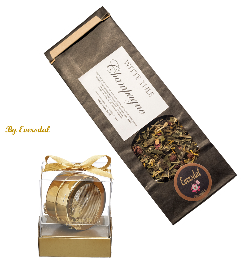 Theekado - Champagne met luxe gouden theezeef