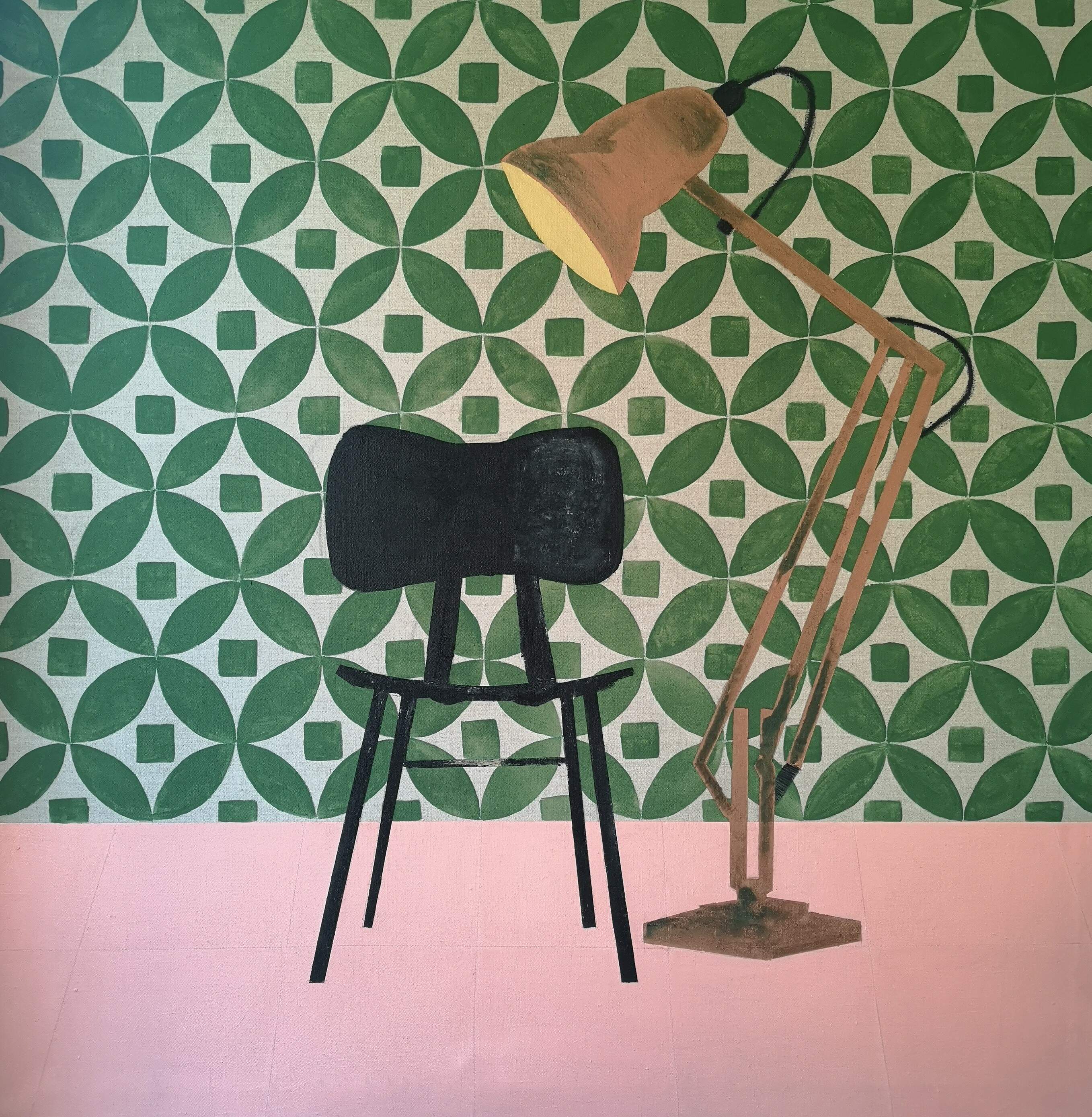 Chair, lamp, pattern, 100x100cm