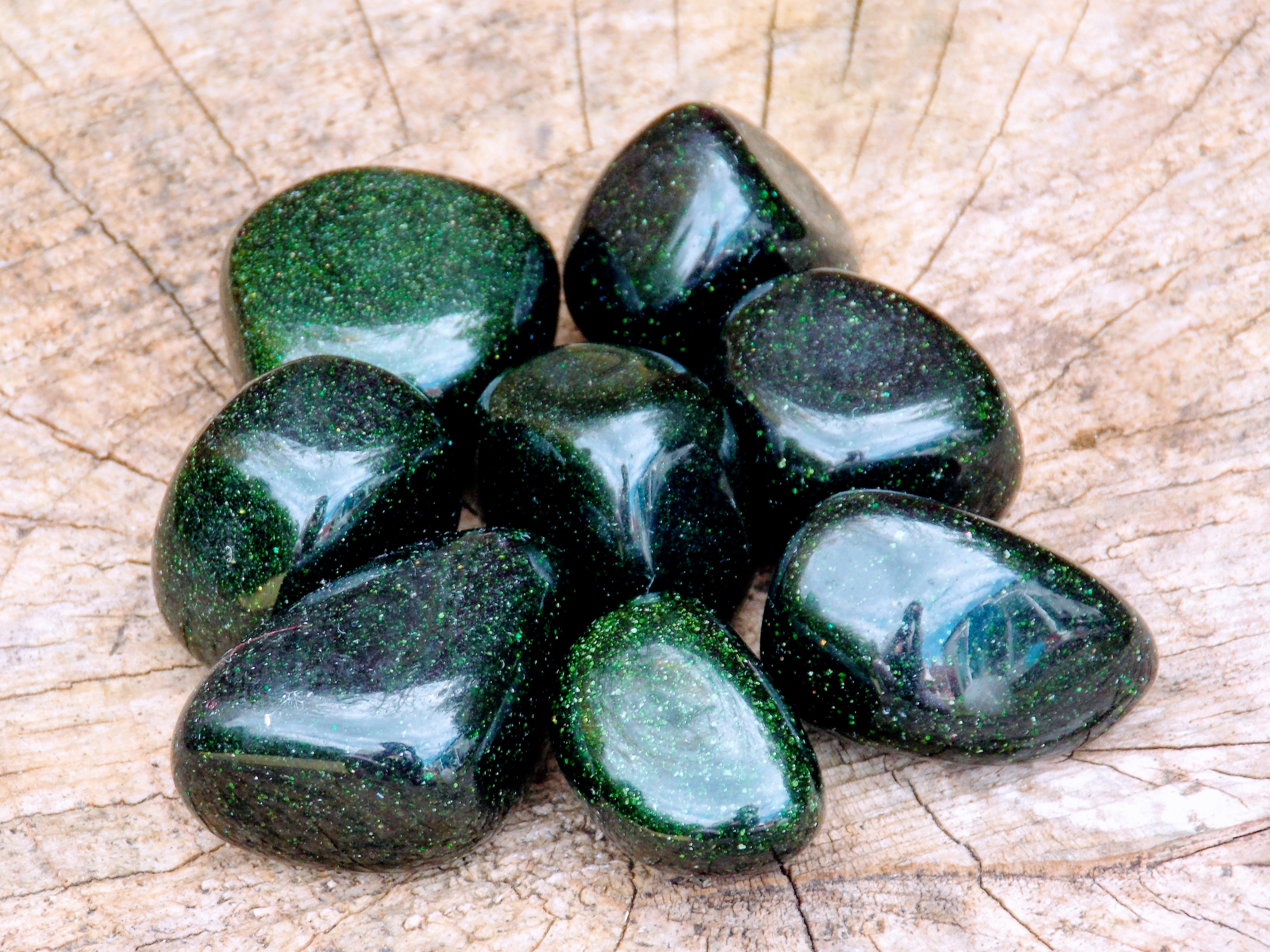 Green Goldstone Polished Stones