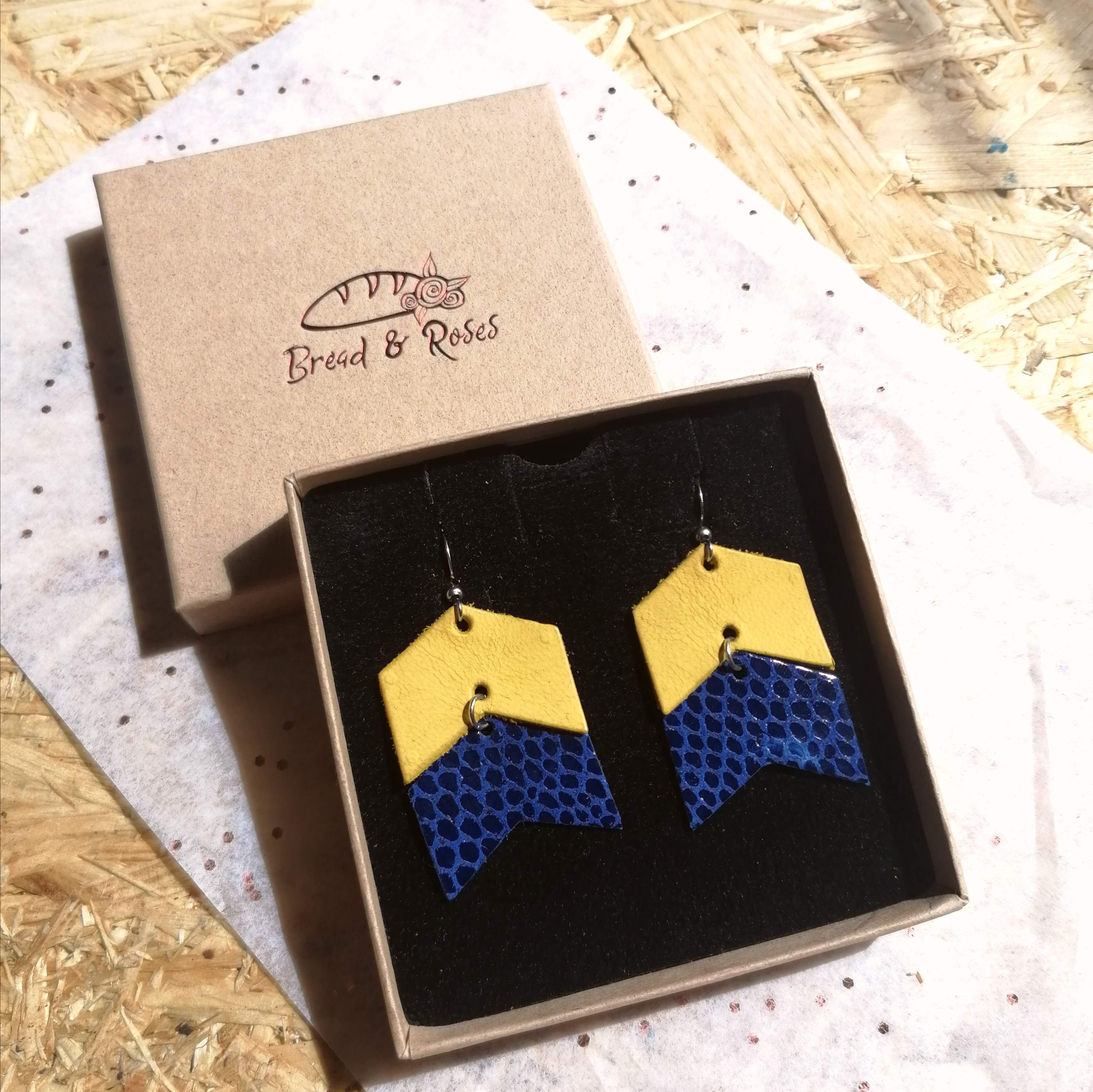 Chevron Recycled Leather Earrings