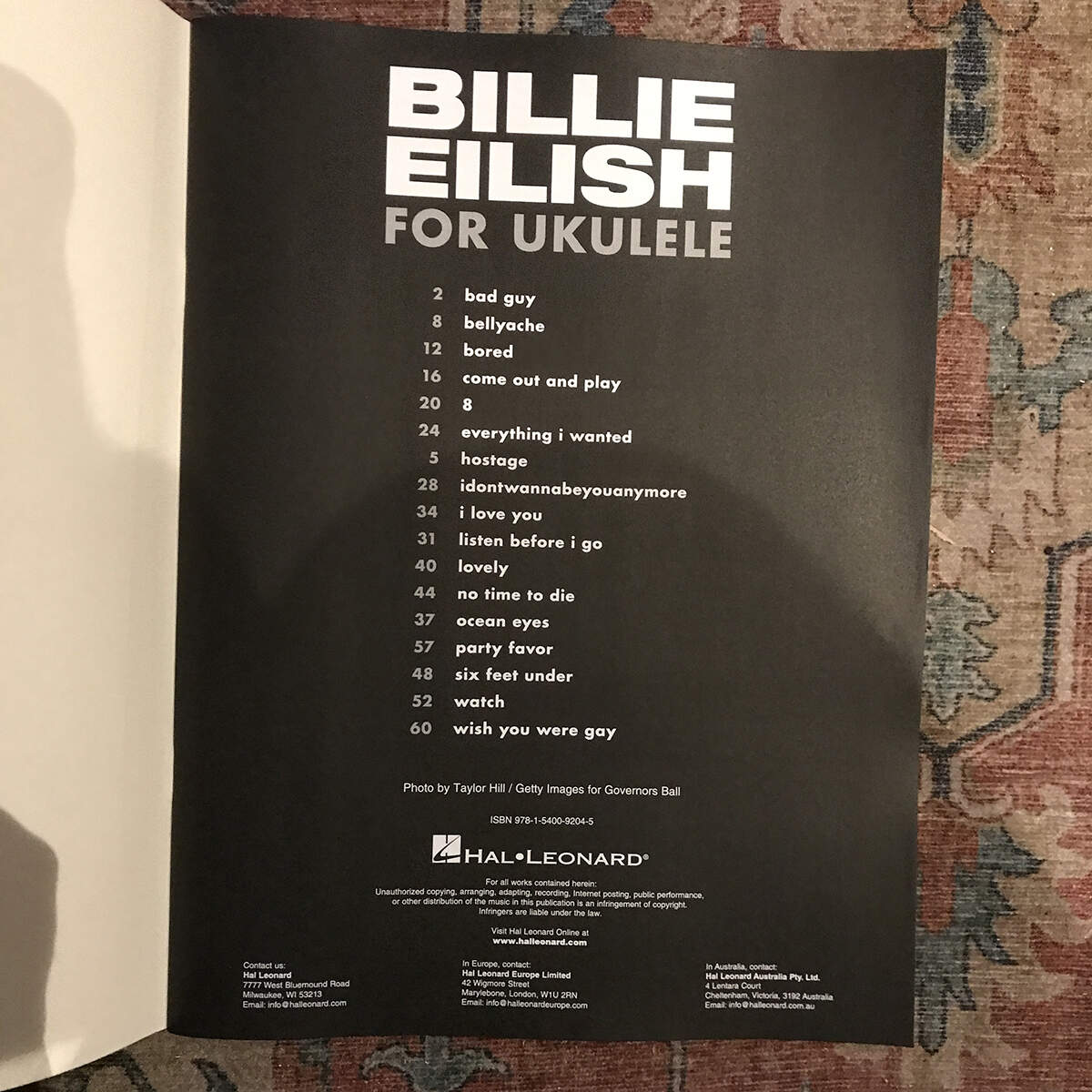 Billie Eilish ukulele liedjes boek