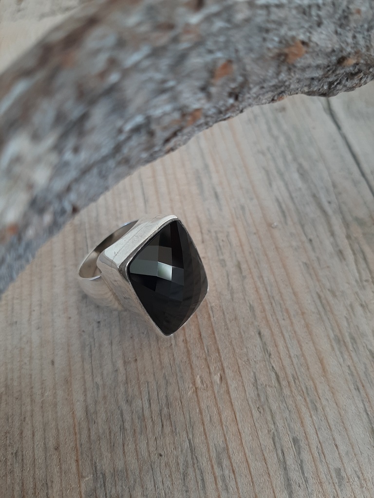 Sterling zilveren ring Zwarte Onyx