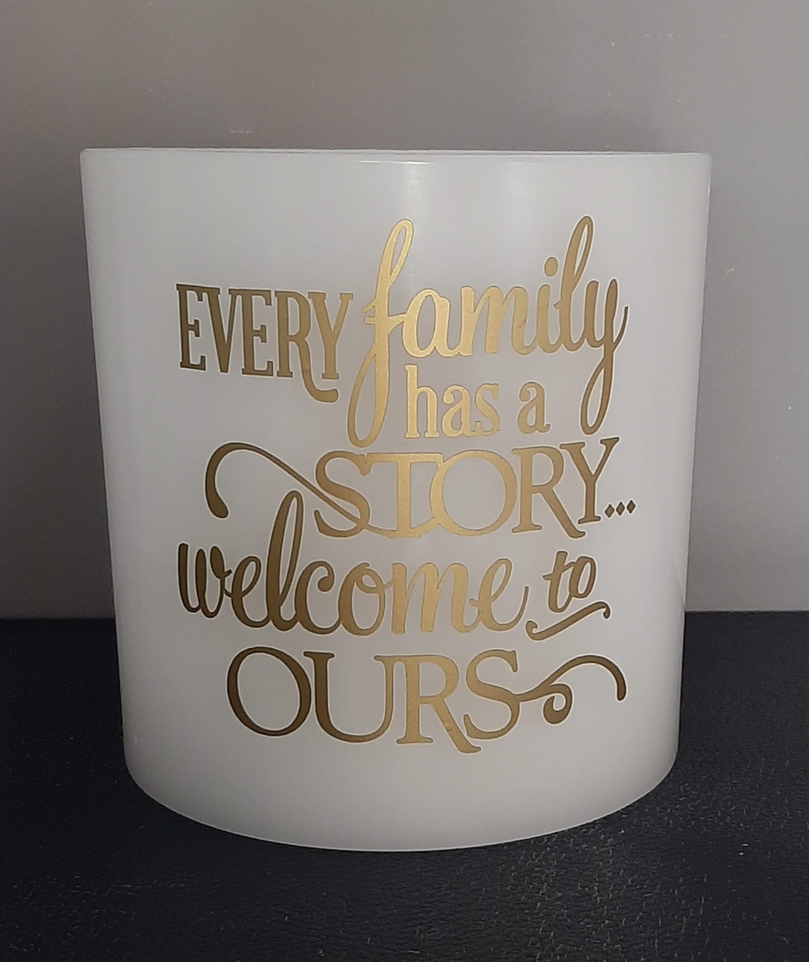 windlicht "every family has a story... welcome to ours