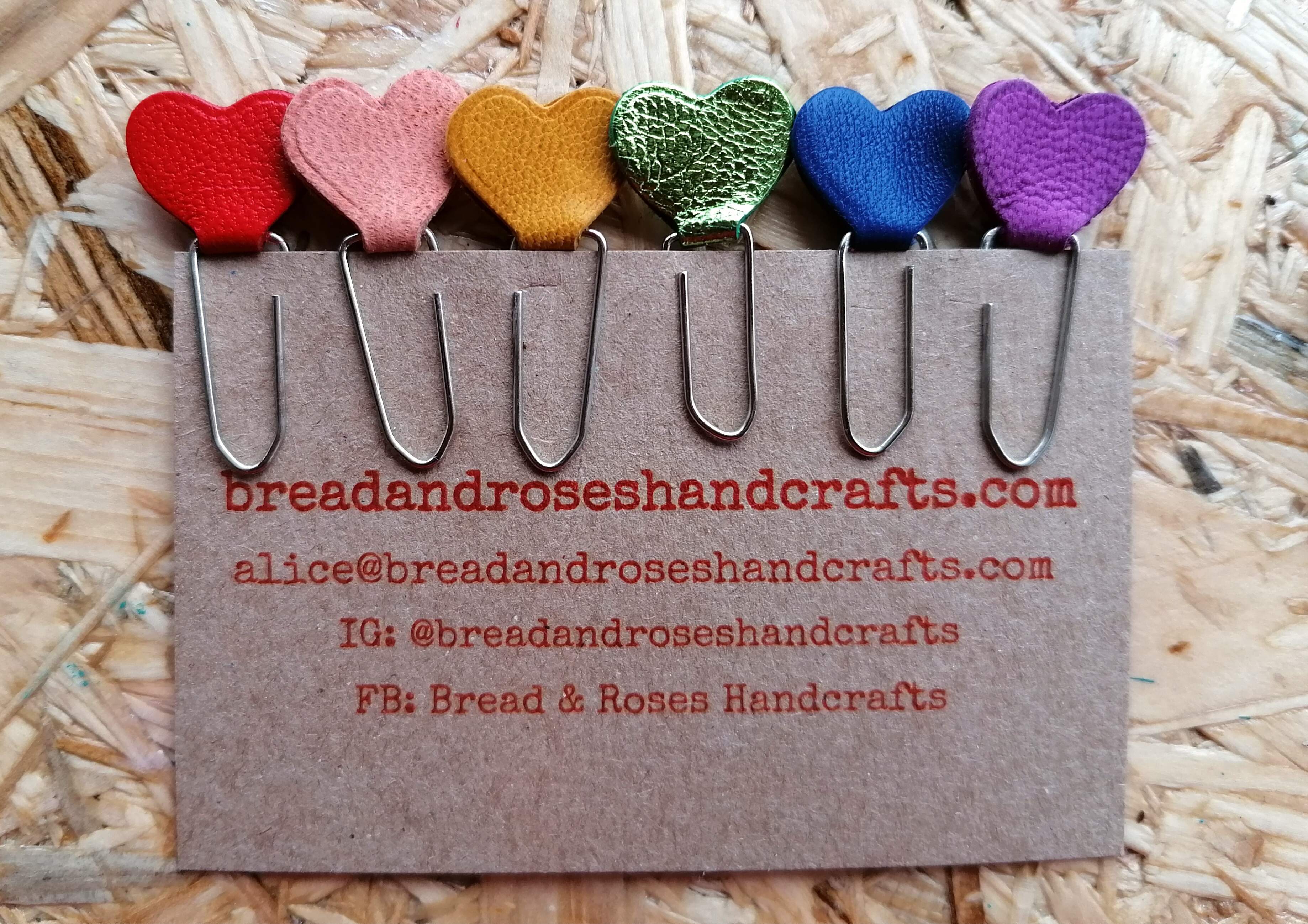 Rainbow Heart Recycled Leather Planner Clips