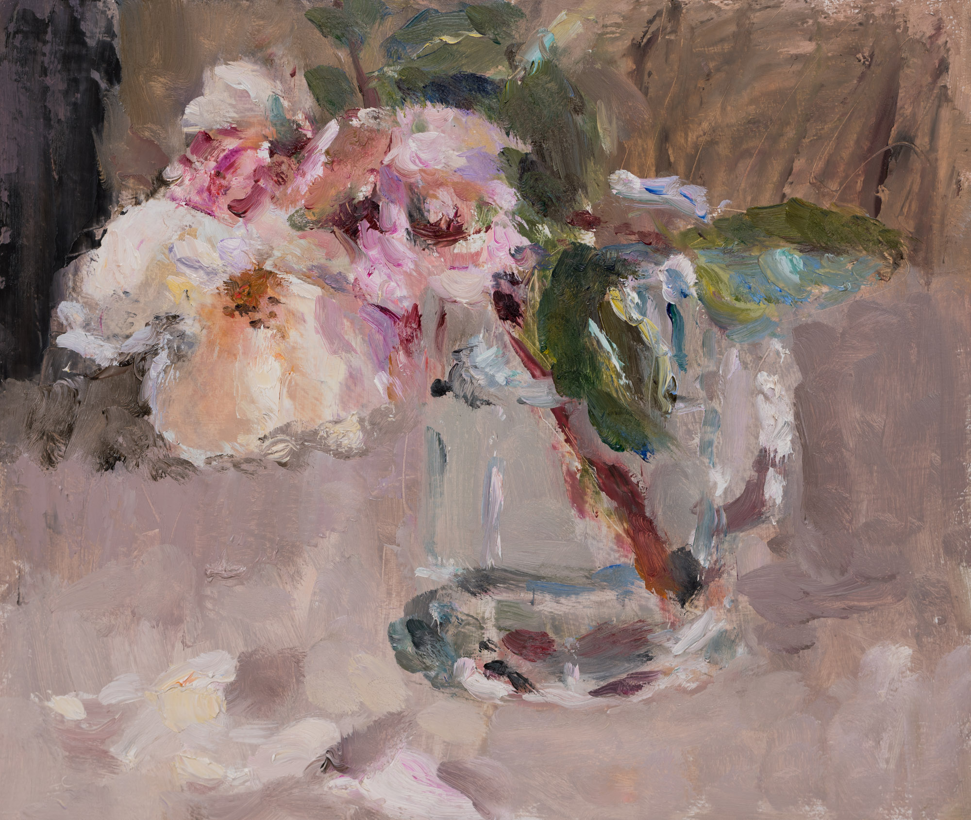 Roses in a Glass Tankard, Oil on Board, 32.3cm x 37.8cm (2019-98)