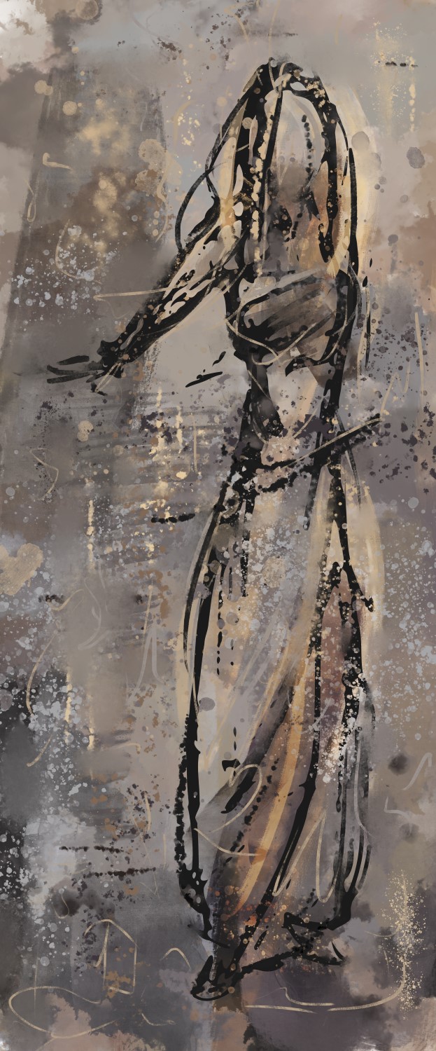 Abstract kunstwerk vrouw met jurk