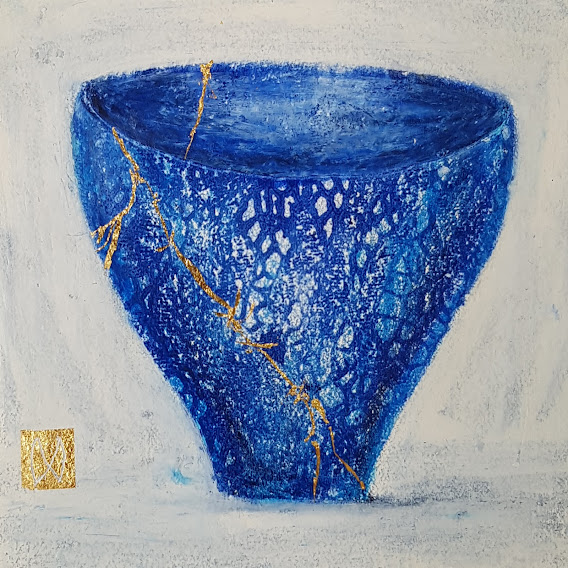 kintsugi bowl blue  lace