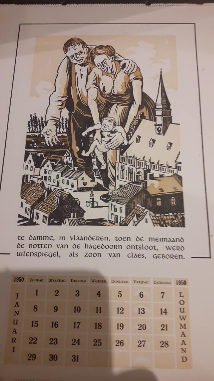 Nationale Kalender 1950 - Het leven van Tijl Uilenspiegel / Gevangenis Beverloo