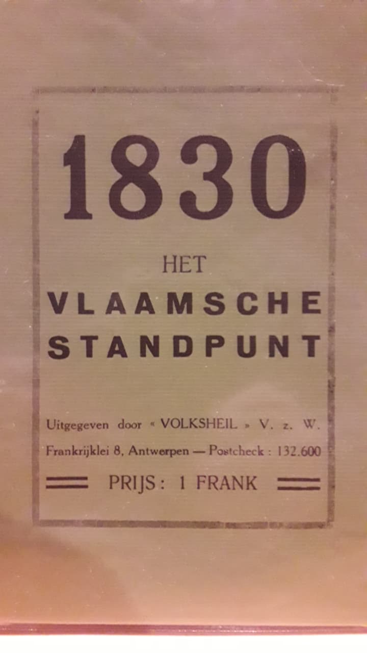 Brochure - 1830 Het Vlaamsche standpunt - Volksheil VZW / 47 blz facsimile