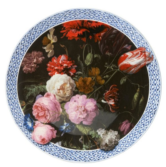 Porseleinen wandbord, Stilleven met Bloemen, Ø 31,5 cm