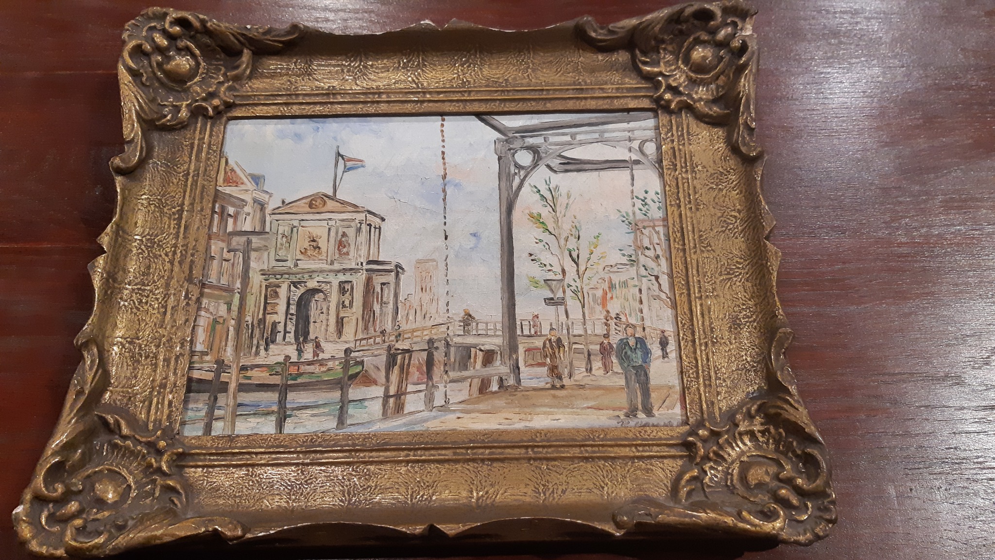 schilderij oude stadsaanzicht Delftse-poort in Rotterdam