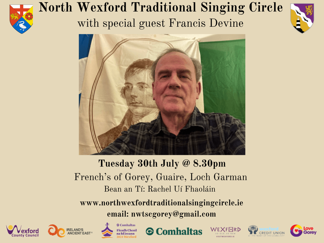 NORTH WEXFORD TRADITIONAL SINGING CIRCLE | 8.30PM ON TUESDAY 30th July 2024
