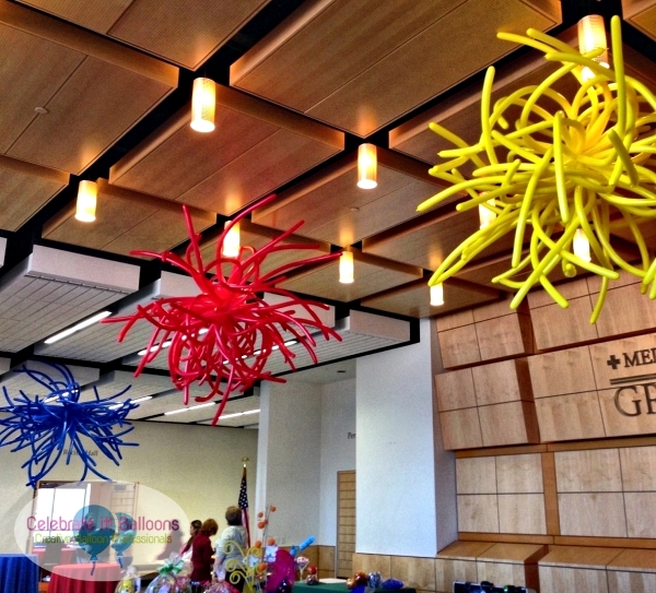 Primary color balloon chandeliers