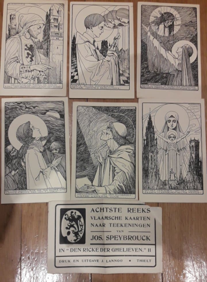 postkaarten Jos Speybrouck -  reeks 6 kaarten kompleet Vlaams religieus - 1929 / LN 52