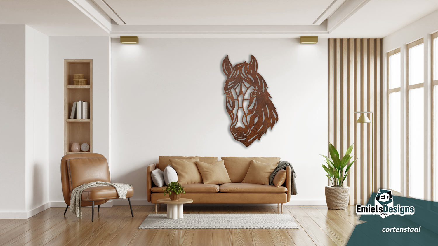 Hoofd van paard - Wanddecoratie in Cortenstaal