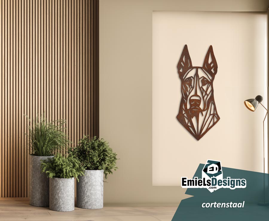 Metalen wanddecoratie - hond kop - Dobermann