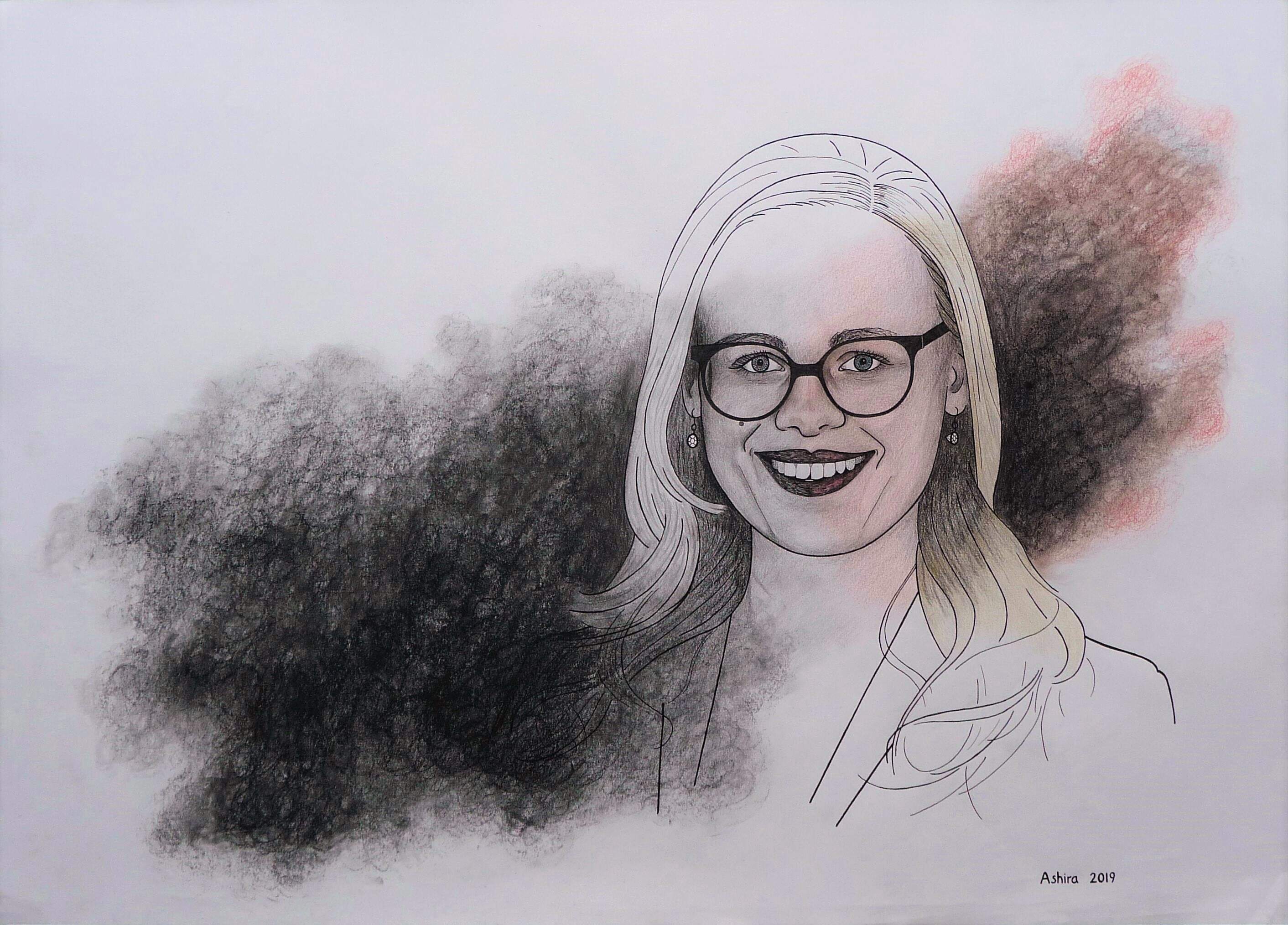 self portrait - may 2019, dip pen ink + colour pencil + graphite on paper,  50x70 cm