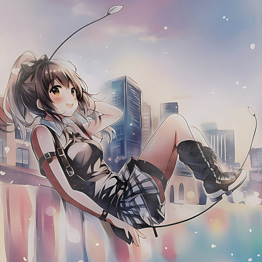 Kleurig werk - anime city girl