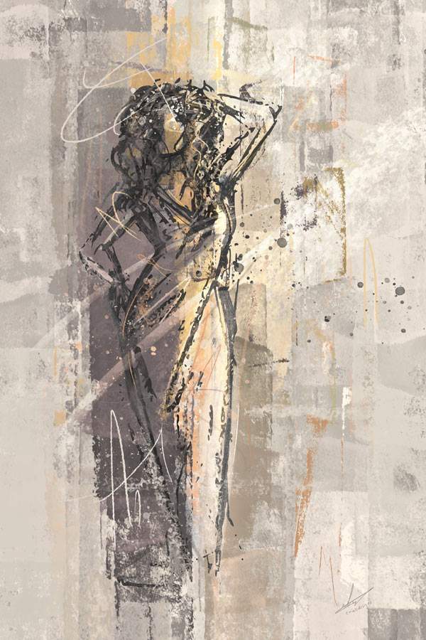 Dame in avondjurk - abstract artwork - Trendkleur